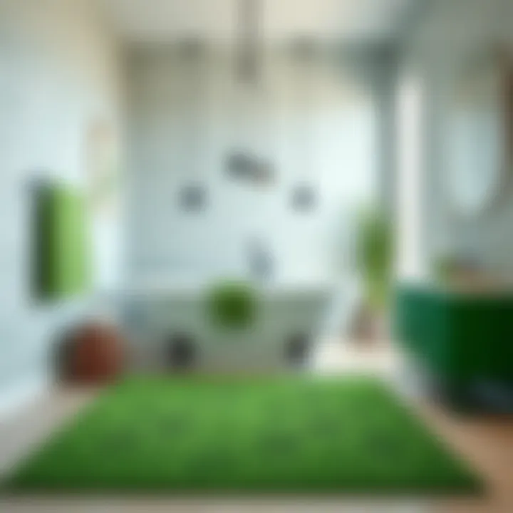 Elegant green bathroom rug enhancing interior decor