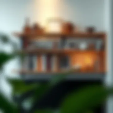 Curated Display on Wooden Shelves Stunning arrangement of books and decorative items on a shelf