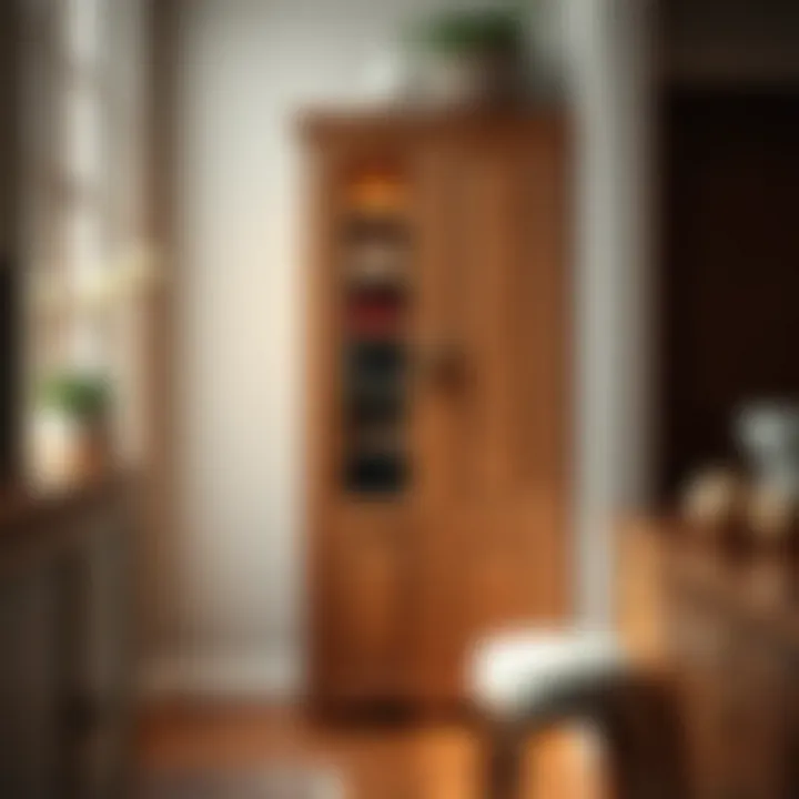 Stylish Wooden Shoe Cabinet Stylish wooden shoe cabinet fitting into a narrow space